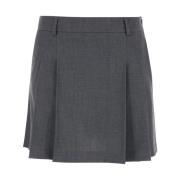 Grijze Geplooide Minirok met Zakken Plain Units , Gray , Dames