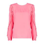 Elegante Blouse met Ruches Mouwen Liu Jo , Pink , Dames