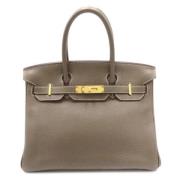 Pre-owned Leather handbags Hermès Vintage , Gray , Dames