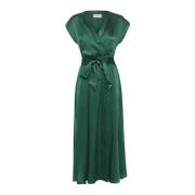 Zeegroene Jurk met V-Hals Cream , Green , Dames