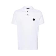 Witte Rubberen Logo Polo Shirt Moncler , White , Heren