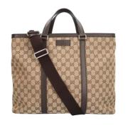 Pre-owned Canvas totes Gucci Vintage , Beige , Dames