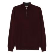 Luxe Wol Cashmere Half-Zip Trui Corneliani , Red , Heren