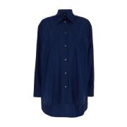 Oversize Taffeta Shirt Plain Units , Blue , Dames