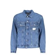 Denim Jack Blauw Regular Fit Logo Calvin Klein , Blue , Heren