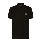 Zwarte Logo Plaque Polo Shirt Dolce & Gabbana , Black , Heren