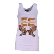 Paarse Tanktop Brede Schouders Ronde Hals Print Logo Cavalli Class , P...