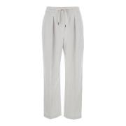 Witte Trekkoordbroek Katoen Linnen Brunello Cucinelli , White , Dames