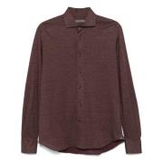 Wol Lyocell Shirt Corneliani , Purple , Heren