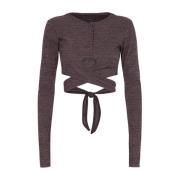 Crop TOP MET Lange Mouw F**k , Purple , Dames