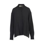 Zwarte Klassieke Shirt met Verborgen Knopen 8PM , Black , Dames