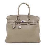 Pre-owned Leather handbags Hermès Vintage , Gray , Dames