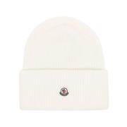 Gebreide Beanie Muts Roomwit Moncler , White , Dames