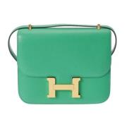 Pre-owned Leather shoulder-bags Hermès Vintage , Green , Dames