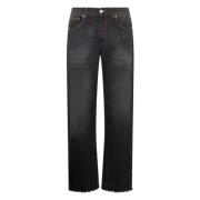 Zwarte Denim Straight Broek Gcds , Black , Heren