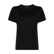 Zwart Kralen Crew Neck T-shirt Fabiana Filippi , Black , Dames