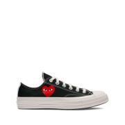 Zwarte Canvas Logo Sneakers Comme des Garçons , Black , Heren