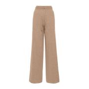 Bruine Wol-Kasjmiermix Wijde Pijp Broek Max Mara , Brown , Dames