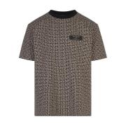 Monogram Beige Zwart T-shirt Balmain , Brown , Heren