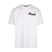 Wit T-shirt met Club Print Balmain , White , Heren