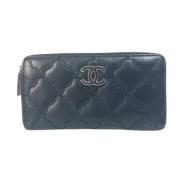 Pre-owned Leather wallets Chanel Vintage , Black , Dames