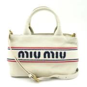 Pre-owned Canvas totes Miu Miu Pre-owned , White , Dames