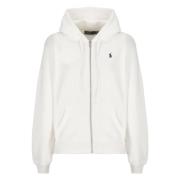 Witte Katoenen Hoodie met Pony Logo Ralph Lauren , White , Dames