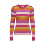 Karol Lange Mouw Gebreide Top Zilver Roze Only , Multicolor , Dames