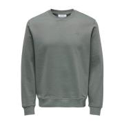 Groene Crew Neck Sweater Only & Sons , Green , Heren