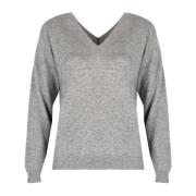 V-Neck Cashmere Sweater Liu Jo , Gray , Dames