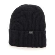 Zwarte Geribbelde Beanie Muts Woolrich , Black , Heren