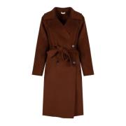 Elegante Ceintuur Wollen Jas Liu Jo , Brown , Dames