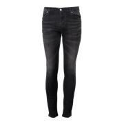 Slim Fit Jeans met Logo Knopen John Richmond , Black , Heren