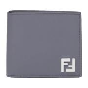 Micro Trifold Leren Portemonnee Fendi , Gray , Heren