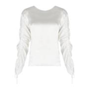 Elegante Blouse met Ronde Hals Liu Jo , White , Dames