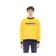 Lange Mouw Logo Front Sweatshirt Baldinini , Yellow , Heren