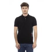 Korte Mouw Polo Shirt met Voorborduurwerk Baldinini , Black , Heren