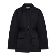 Zwarte Katoen Linnen Blend Blouson Jas Jacquemus , Black , Dames