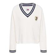 Witte Trui met Ribstructuur Tommy Hilfiger , White , Dames