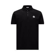 Logo Patch Polo Klassiek Zwart Katoen Moncler , Black , Heren