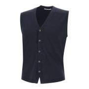 Merino Wol V-hals Vest Middernacht Blauw Kangra , Blue , Heren