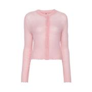 Roze Gehaakte Gebreide Vest met Geschulpte Rand Ermanno Scervino , Pin...