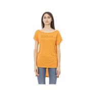 Oranje Strass Logo Tee Just Cavalli , Orange , Dames