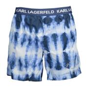 Strandkleding Heren Blauwe Zwembroek Karl Lagerfeld , Blue , Heren