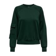 Casual Sweatshirt met Mouwzak Only , Green , Dames