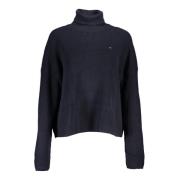 Blauwe Longsleeve Geborduurd Logo Shirt Tommy Hilfiger , Blue , Dames