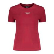 Rode Korte Mouw Logo Print T-shirt Tommy Hilfiger , Red , Dames