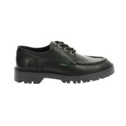 Stijlvolle Leren Derby Schoenen Kickers , Black , Dames