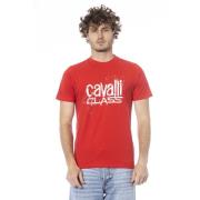 Logo Print Korte Mouw T-shirt Cavalli Class , Red , Heren