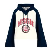 College-Style Katoenen Jersey Sweatshirt met Contrasterende Mouwen Msg...